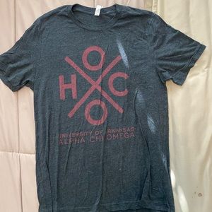 Black with red lettering Alpha Chi Omega Bella canvas T-shirt